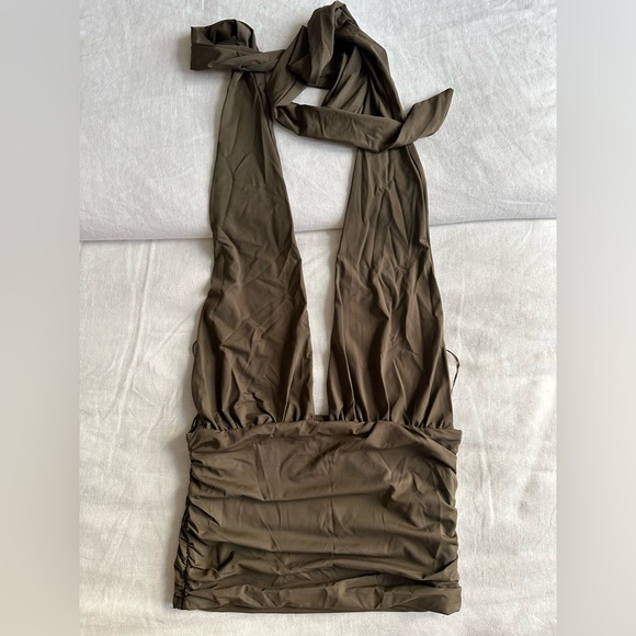 Zara Tops - Zara Olive Green Wrap Halter Top